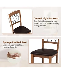 Gymax Fabric Dining Chair Set of With Padded Seat Elegant Backrest for Restaurant