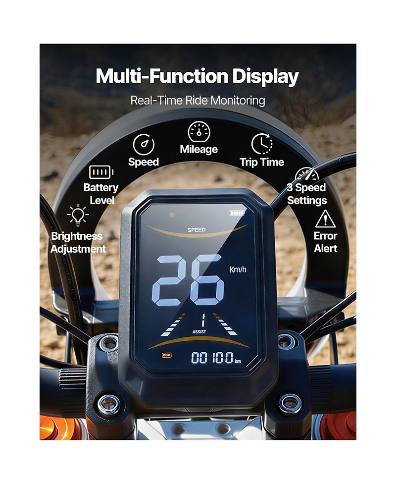 Sevorley Electric Off-Road Dirt Bike with Dual Suspension