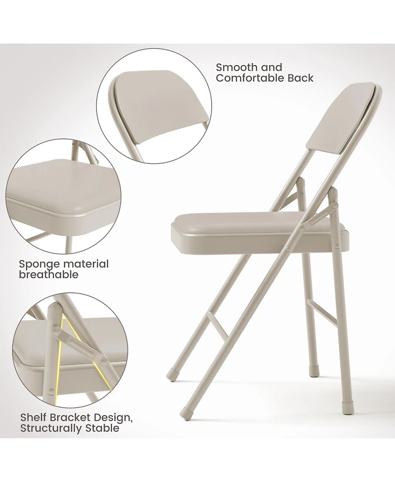 homfan Set of 4 Folding Chairs with Padded Cushions – Foldable Chair 350 lb Weight Limit, Portable
