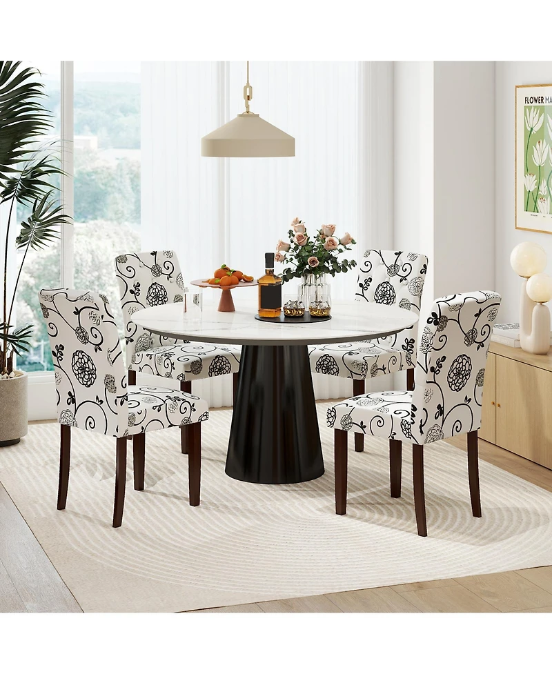 Gymax Wooden Dining Chair Set of With Rubber Wood Legs Padded Seat S Springs High Back