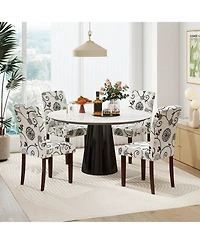 Gymax Wooden Dining Chair Set of With Rubber Wood Legs Padded Seat S Springs High Back