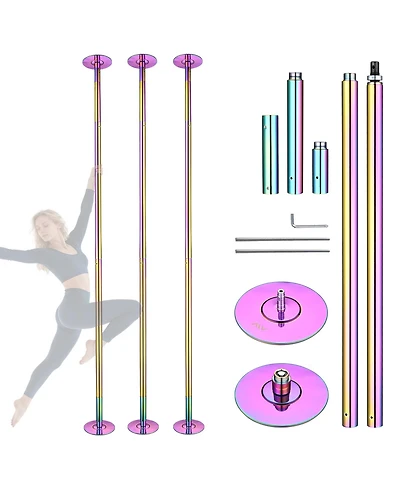 Yescom 3 Pack 9.25 Ft Spinning Static Dancing Pole Kit for Fitness Studio Club Colorful