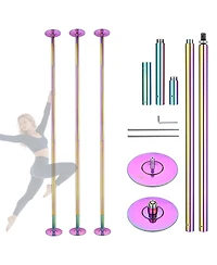 Yescom 3 Pack 9.25 Ft Spinning Static Dancing Pole Kit for Fitness Studio Club Colorful
