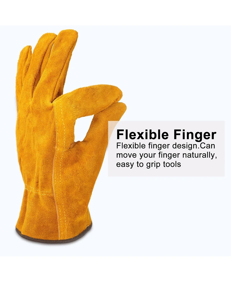 Xdovet Leather Work Gloves Flexible Grip Thorn Proof Cut Resistant
