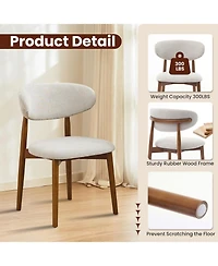 homfan Set of 8 Mid-Century Modern Dining Chairs, Linen Upholstered Seats, Sturdy Wood Legs, Ergonomic, Comfortable, Stylish