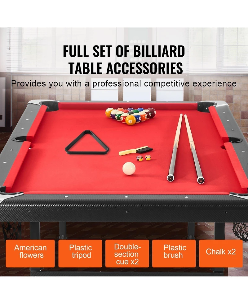 Sevorley 7 feet Foldable Pool Table Set with Balls, Cues, Chalk and Brush