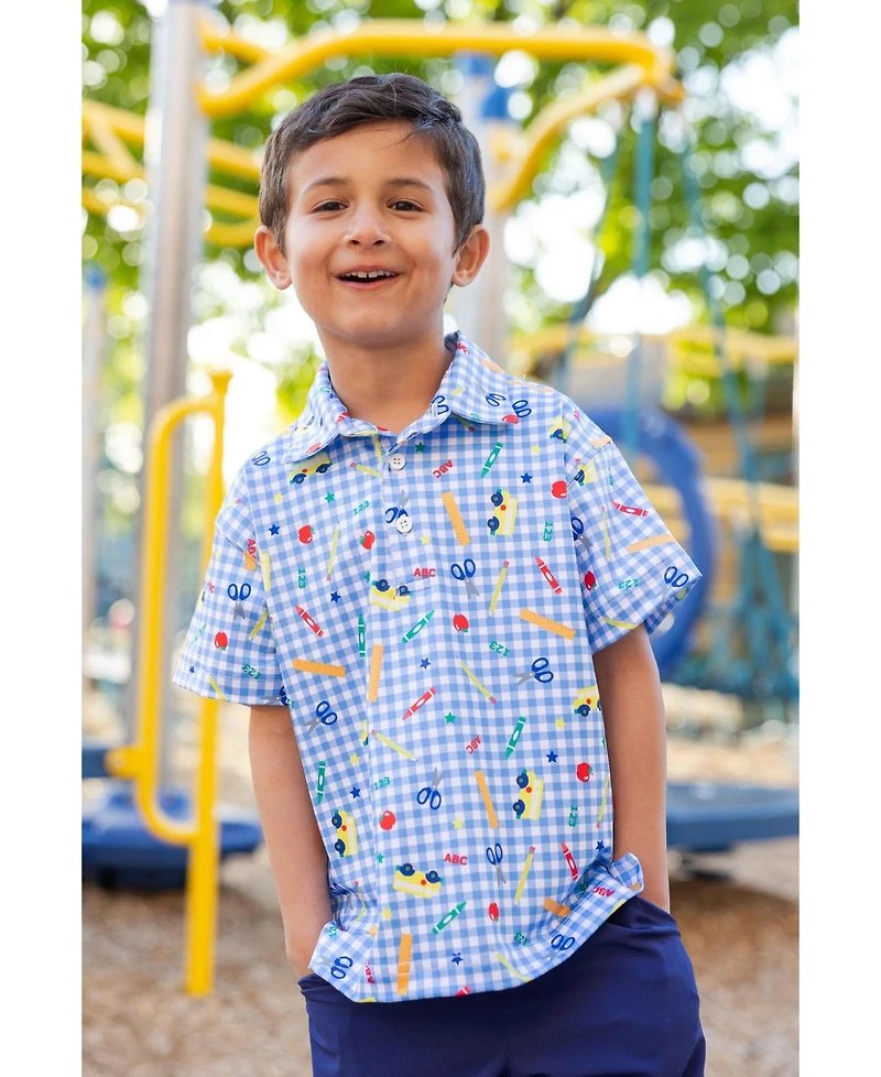 Florence Eiseman Big Boy ( 2T to 7 ) School Print Performance Knit Polo