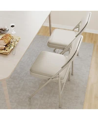 homfan Set of 8 Metal Folding Chairs with Padded Cushion and Back – Durable Steel Frame, Indoor Outdoor Portable Stackable Seat, 350 lb Capacity