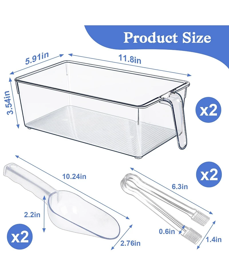 Piscifun Clear Ice Bucket Storage Set With Handle Scoop Tongs Home Bar Organization