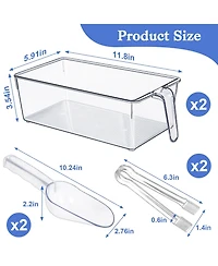 Piscifun Clear Ice Bucket Storage Set With Handle Scoop Tongs Home Bar Organization