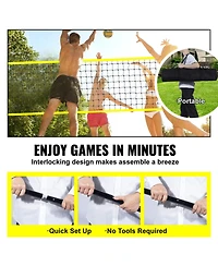 Portable Volleyball Net System with Adjustable Steel Poles and Ball