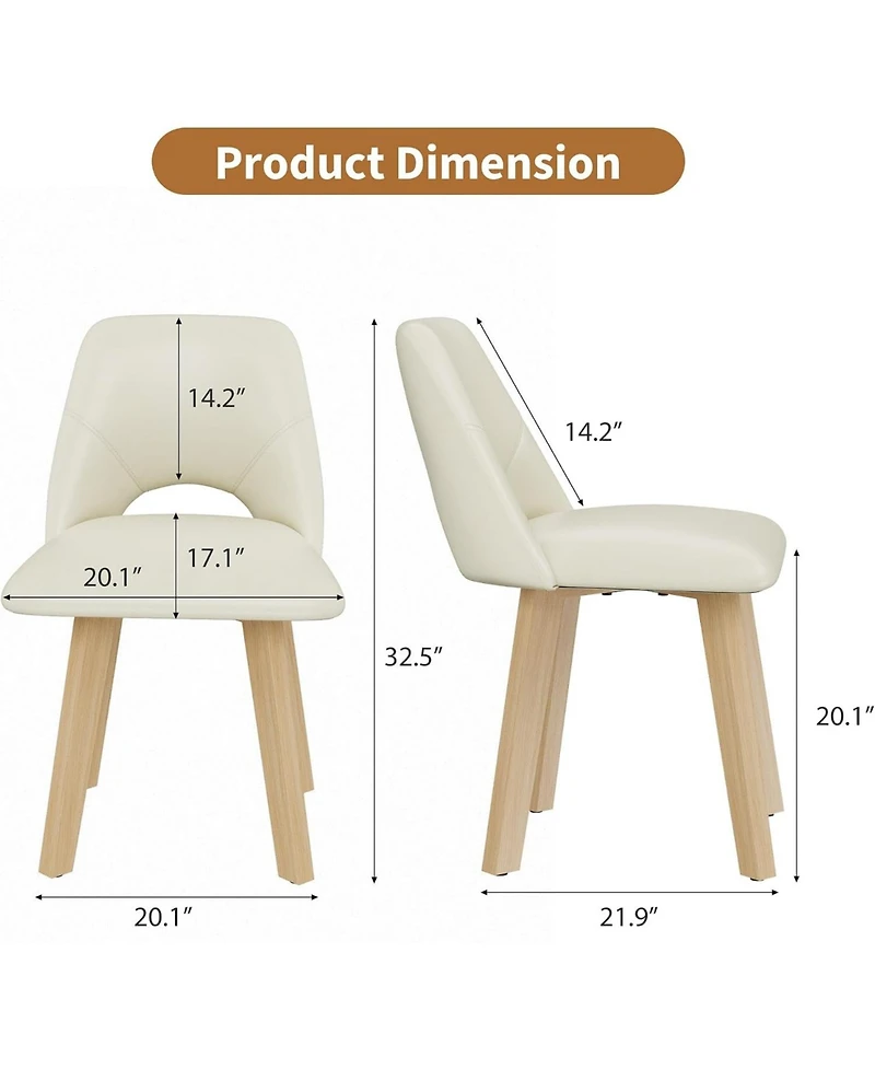 homfan Set of 6 Pu Leather Dining Chairs – Wood Frame, Scratch-Resistant Padded Seat, Armless for Kitchen and Dining Room