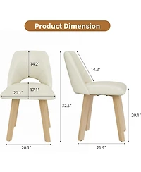 homfan Set of 6 Pu Leather Dining Chairs – Wood Frame, Scratch-Resistant Padded Seat, Armless for Kitchen and Dining Room