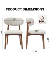 homfan Wooden Dining Chairs Set of 6, Mid Century Modern Fabric Upholstered Dining Room Chair, Farmhouse Kitchen Side Chairs with Wood Legs
