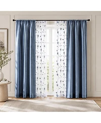 Kate Aurora Jasmine Embroidered 6 Piece Rod Pocket Coordinating Sheer Window Curtain Panels