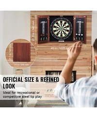Sevorley Dartboard and Cabinet Set with 18-Inch Sisal Board and 6 Steel Tip Darts
