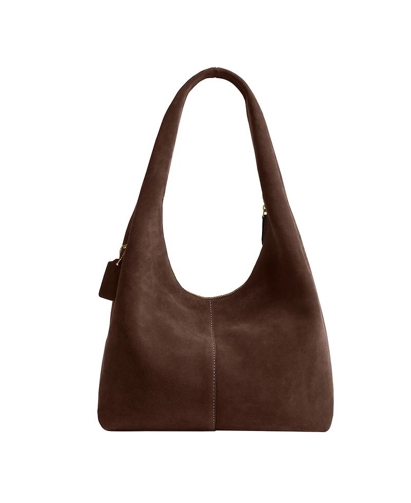 Coach Brooklyn Suede Zipper Medium Shoulder Handbag