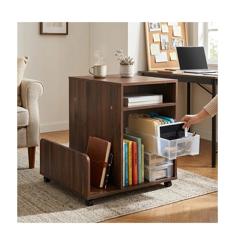 Slickblue 3-Tier Rolling End Table with Storage Rack Modern Mobile stand