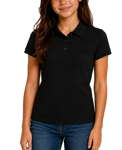 Jump Start Women's 3-Button Short Sleeve Stretch Pique Polo Shirts School Uniform
