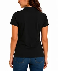 Jump Start Women's 3-Button Short Sleeve Stretch Pique Polo Shirts School Uniform