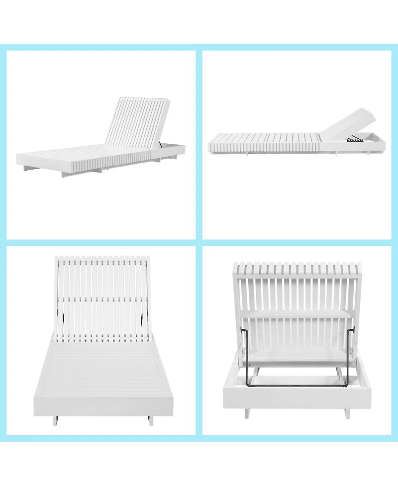 Asagikoiai Adjustable Acacia Wood Outdoor Chaise Lounge with Water-Repellent Cushion