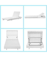 Asagikoiai Adjustable Acacia Wood Outdoor Chaise Lounge with Water-Repellent Cushion