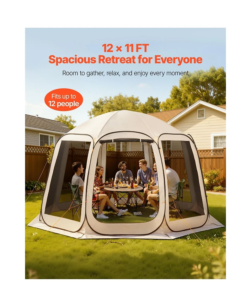 Sevorley 12 x 11 feet Pop Up Screen House Tent with Mesh Walls and Carry Bag