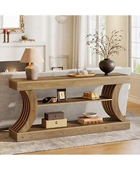 Tribesigns 70.9" Long Farmhouse Entryway Console Table: 3-tier wooden couch table with storage.For entry, hallway,foyer,living room.