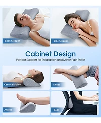 Piscifun High Density Memory Foam Roll Support Ergonomic Design Relieve Neck Shoulder Strain Multi Use Travel Office Bed