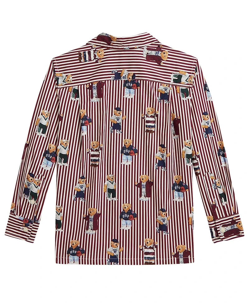 Polo Ralph Lauren Boys' 2T-7 Bear Striped Shirt