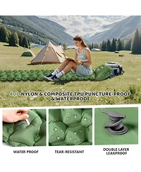 Piscifun Ultralight Camping Sleeping Pad With Built Foot Pump 4 Inch Thick Inflatable Mattress For Hiking Travel