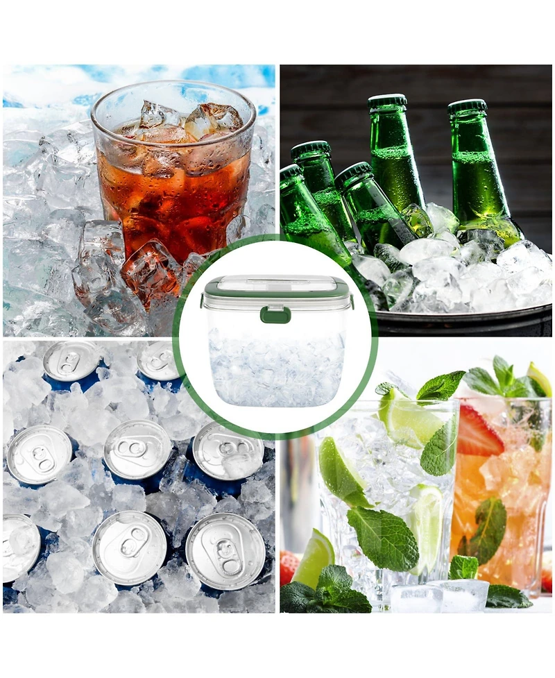Piscifun 5L Portable Plastic Ice Bucket with Lid Tongs Handle for Party Barbeque Camping