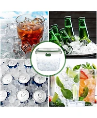 Piscifun 5L Portable Plastic Ice Bucket with Lid Tongs Handle for Party Barbeque Camping
