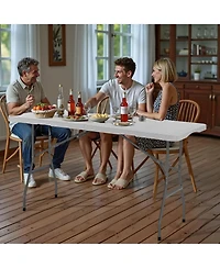 Sevorley 6 feet Fold-in-Half Utility Table with Carry Handle, Heavy Duty Plastic Folding Table, 330 lb Capacity