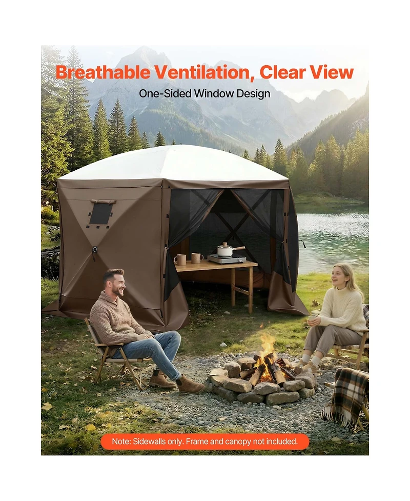 Sevorley Canopy Sidewalls 5.67 x 4.85 feet, Waterproof Tent Walls with Window, 3-Panel Set