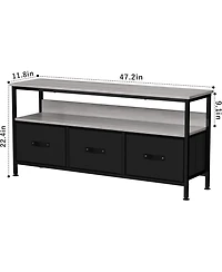 homfan Tv Stand for Bedroom – 3-Drawer Entertainment Center with Open Shelf, Fits 32-55" TVs, Fabric Drawers