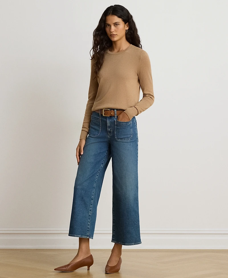 Lauren Ralph Petite Embroidered-Logo Cotton-Modal Sweater