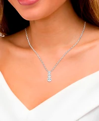 Macy's Lab-Grown Diamond 3-Stone Pendant Necklace (2 ct. t.w.) in 14k White Gold