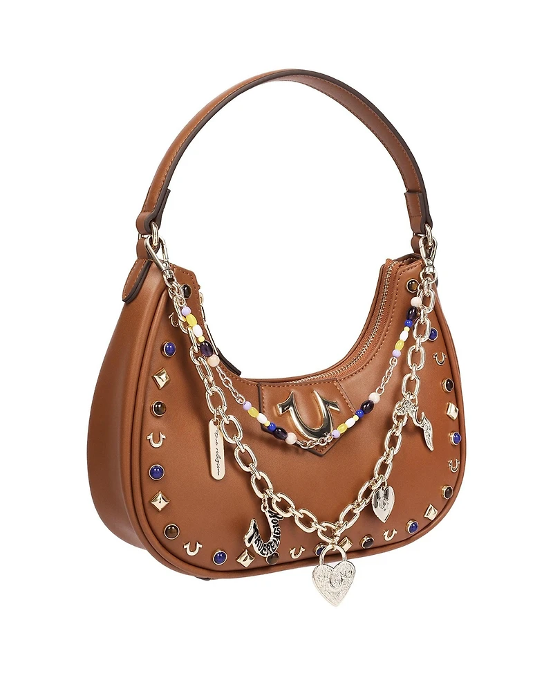 True Religion Women's Chain and Studs Pu Hobo Bag