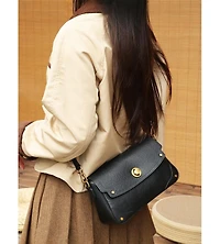 Susu Women's Mila Leather Shoulder Bag Convertible Crossbody Purse with Gold Hardware