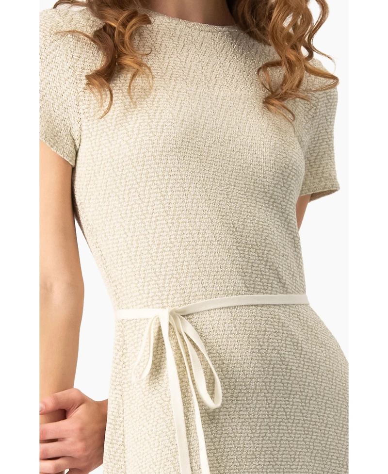 Ivonne Women's Short Sleeve Textured Knit A-Line Dress