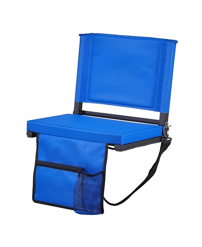 Sevorley Folding Stadium Seat with Back Support, Padded Bleacher Chair with Shoulder Strap, Cup Holder, and Side Pocket
