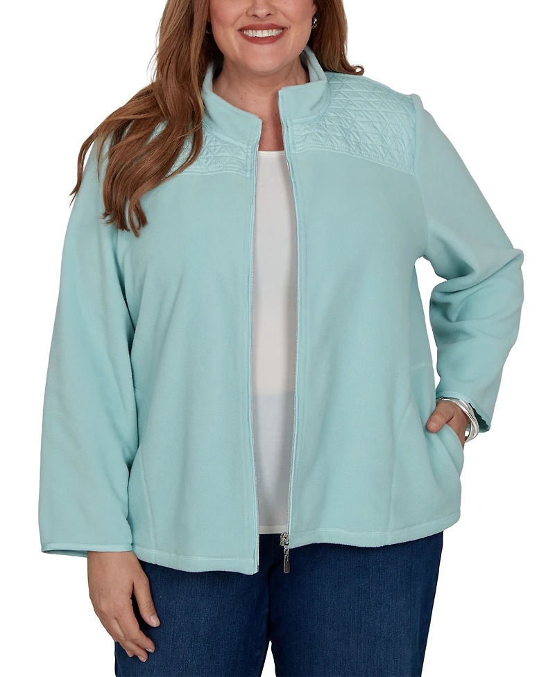 Alfred Dunner Plus Classic Quilted Zip-Front Knit Jacket