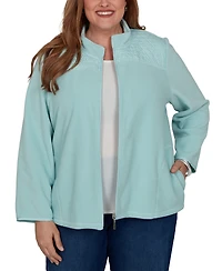Alfred Dunner Plus Classic Quilted Zip-Front Knit Jacket