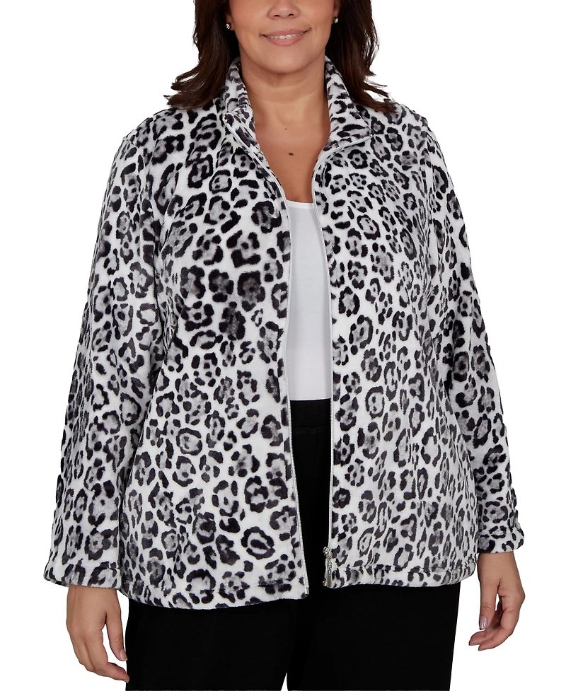 Alfred Dunner Plus Classic Cozy Animal Print Knit Jacket
