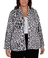 Alfred Dunner Plus Classic Cozy Animal Print Knit Jacket