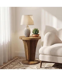 Tribesigns Round Side Table, Mid Century Space-Saving End Table | Modern Accent Nightstand for Small Space, Wood Drink Table