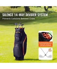 Sevorley 14-Way Golf Cart Bag with 13 Pockets, Dust Cover and Detachable Straps