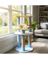 Hongge 29 Inch Modern Cat Tree with Star and Moon Platforms and Jute Scratching Posts