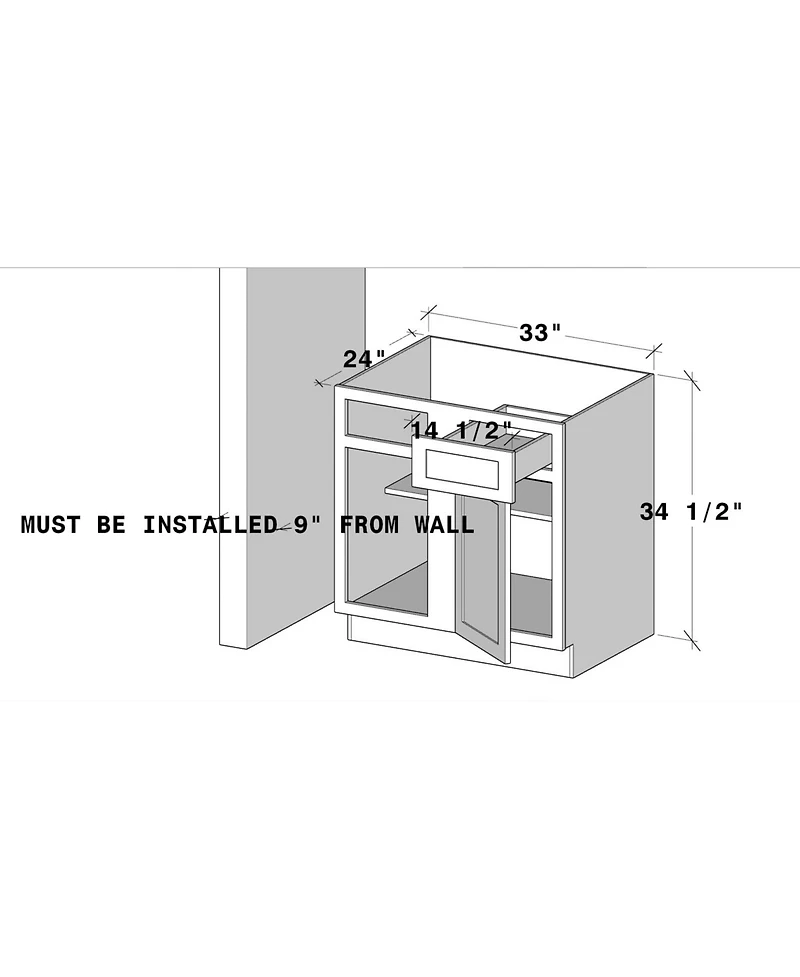 Boyel Living Blind Corner Base Cabinet, Ready to Assemble Kitchen Cabinet with Solid Wood Frame, Soft-Close Slides and Hinges